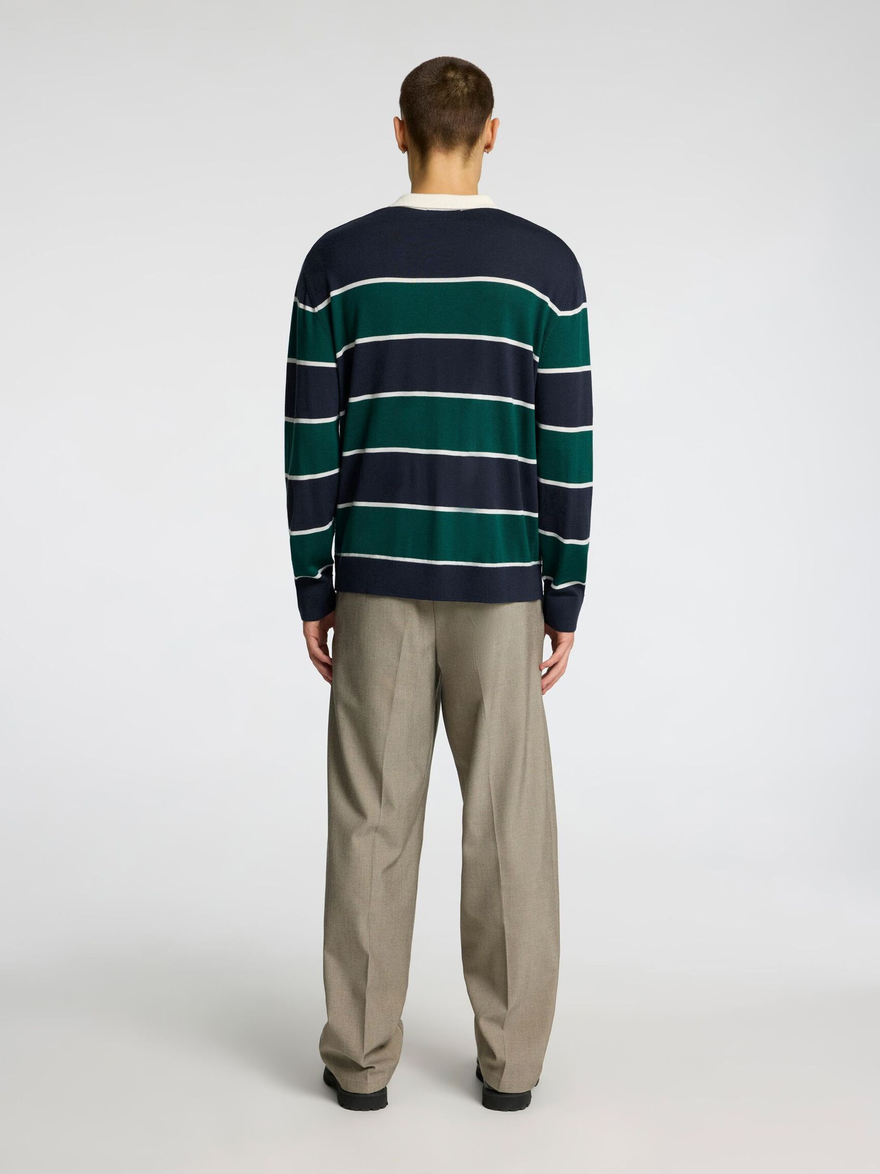 100% MERINOWOLL LANGARM-POLOSHIRT, Verdant Green, highres