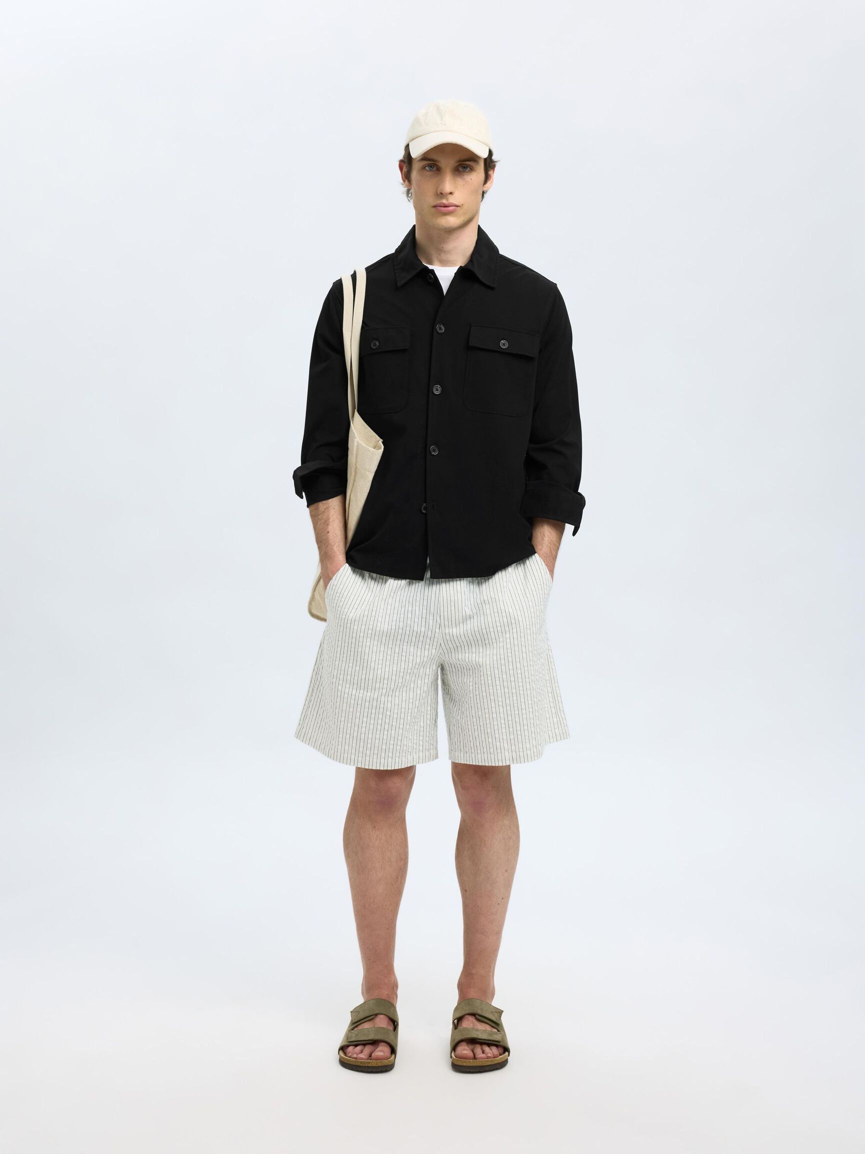 LONG SLEEVED OVERSHIRT, Black, highres