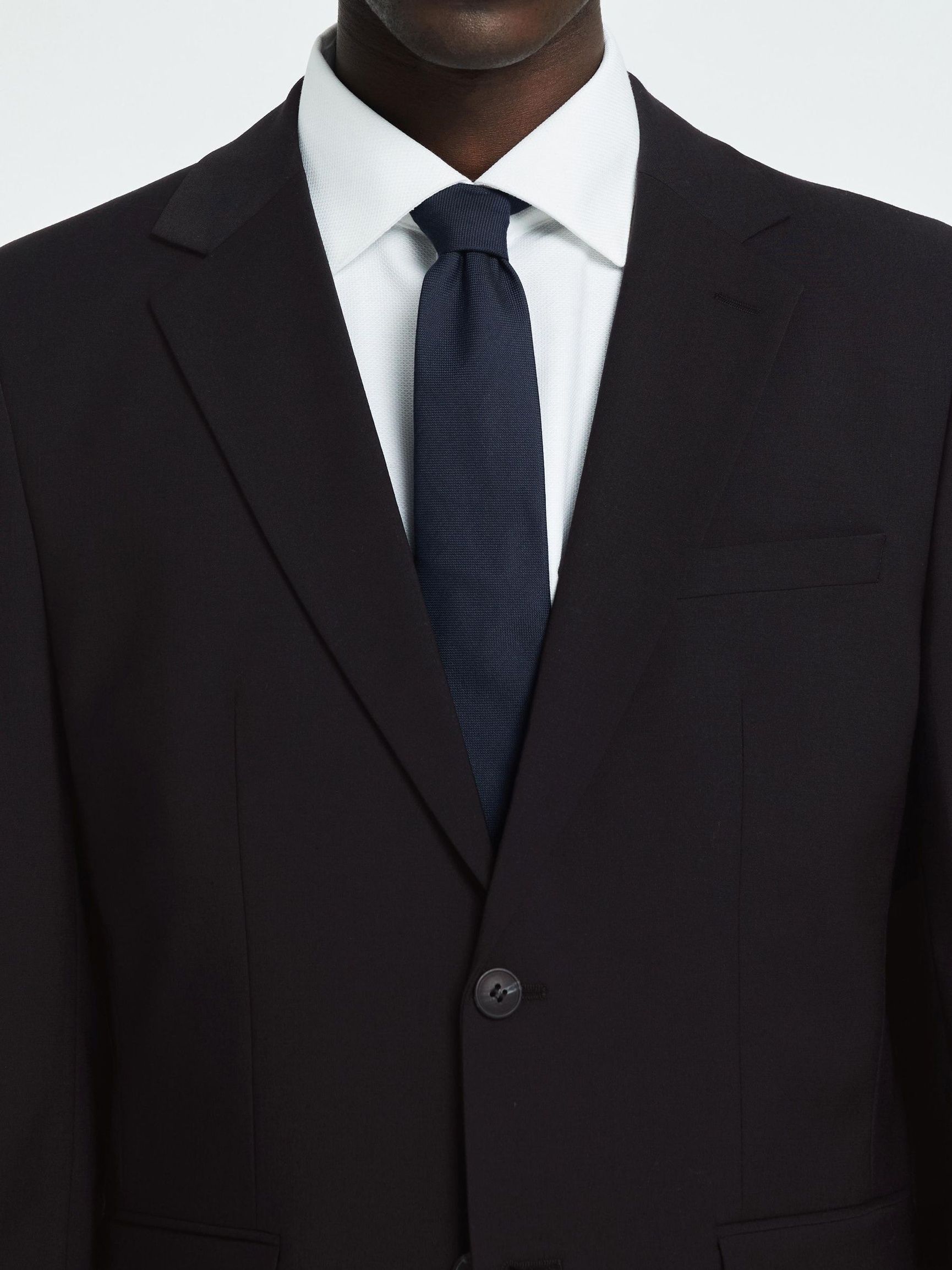 SLIM FIT WOOL BLEND BLAZER, Black, highres