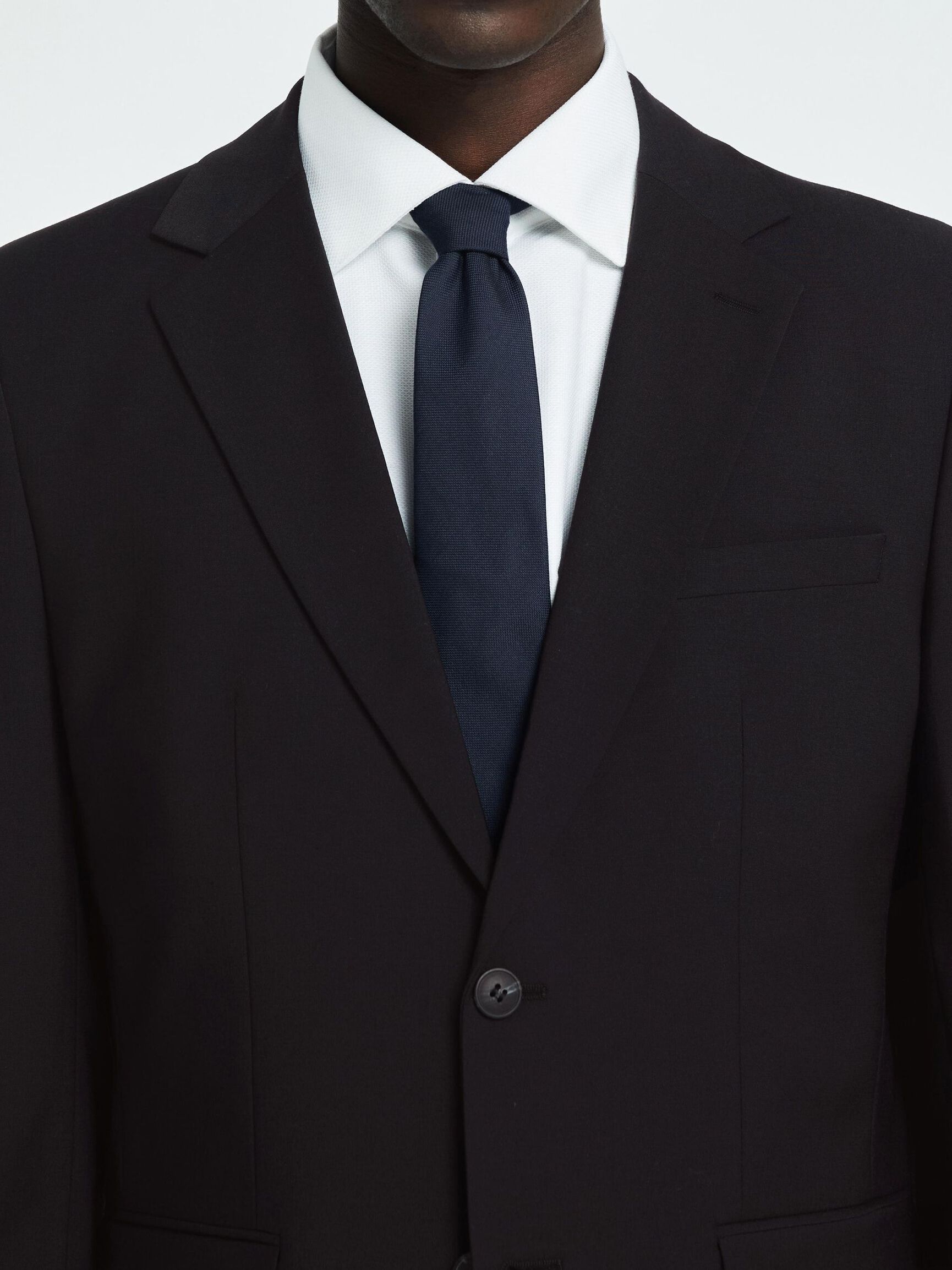 SLIM FIT WOOL BLEND BLAZER, Black, highres