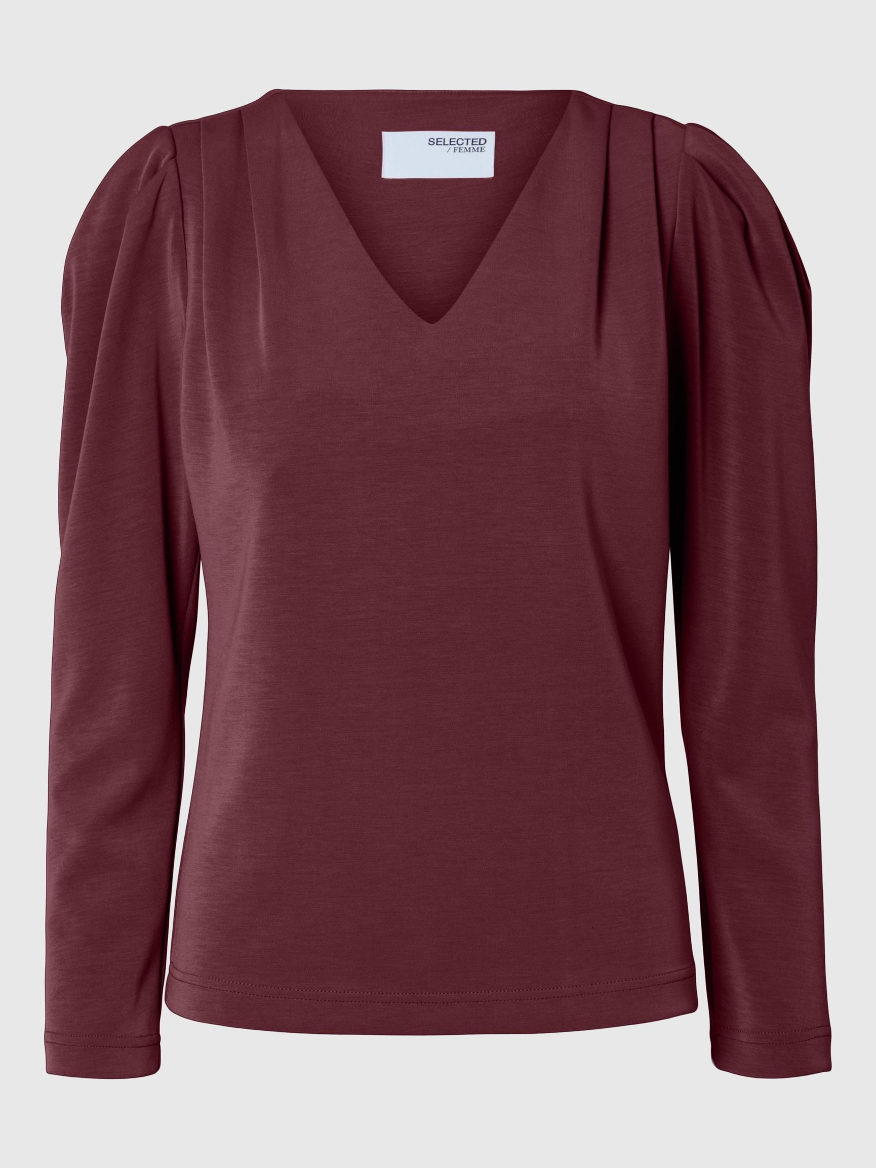 DRAPED V-NECK TOP, Zinfandel, highres
