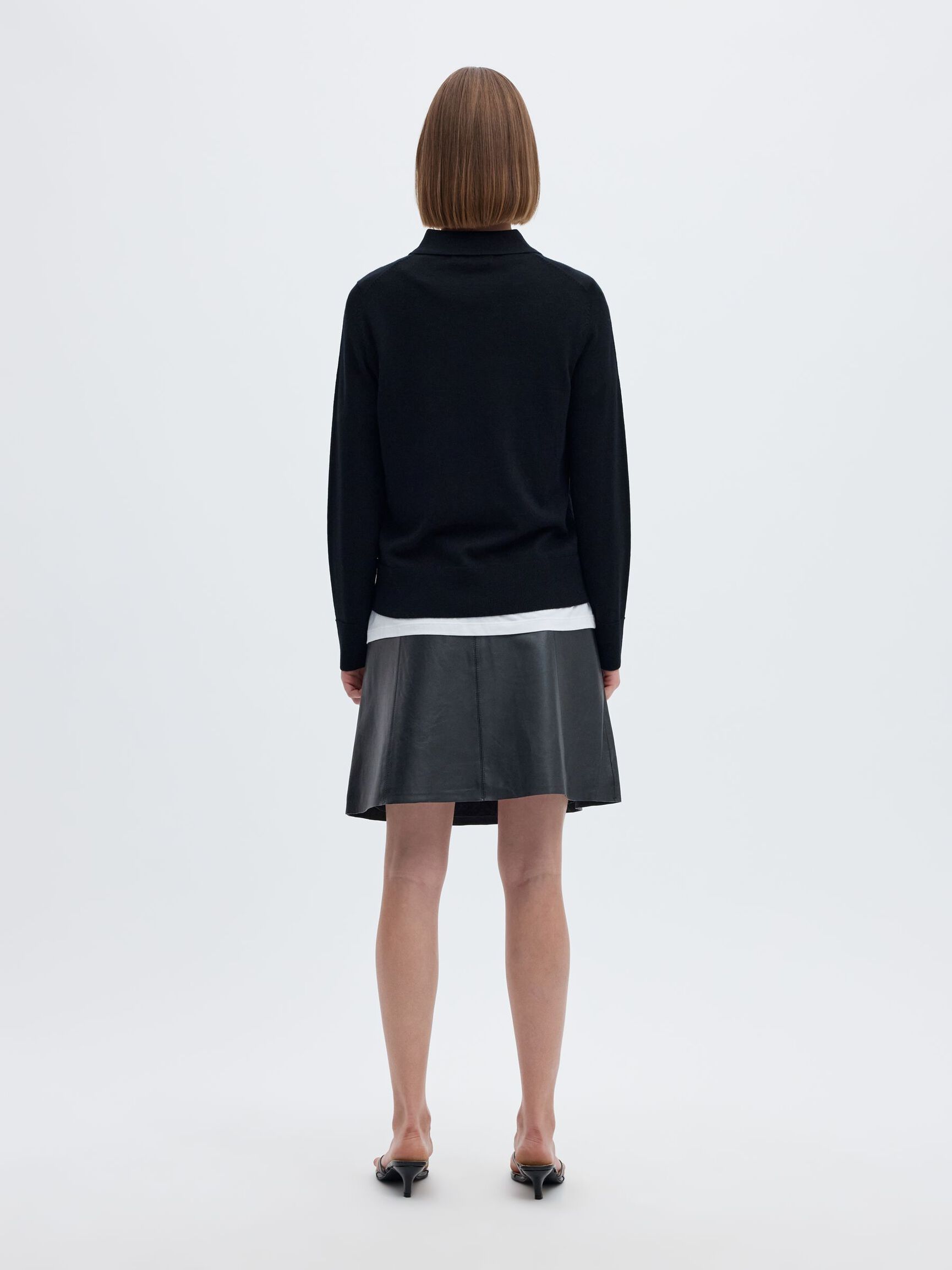 MINI LEATHER SKIRT, Black, highres