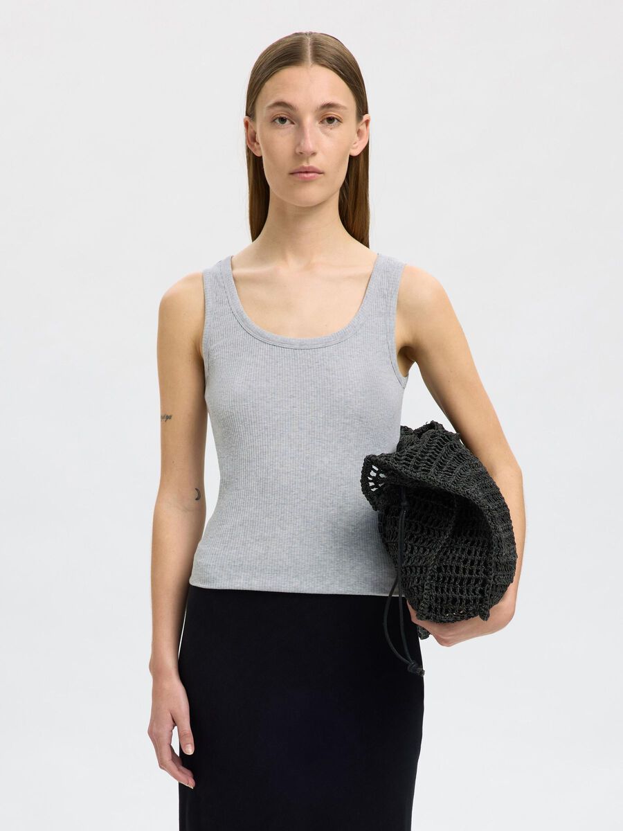 Selected RIBBED COTTON TANK TOP, Light Grey Melange, highres - 16096507_LightGreyMelange_003.jpg