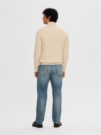HALVE RITSSLUITING SWEATER, Oatmeal, highres