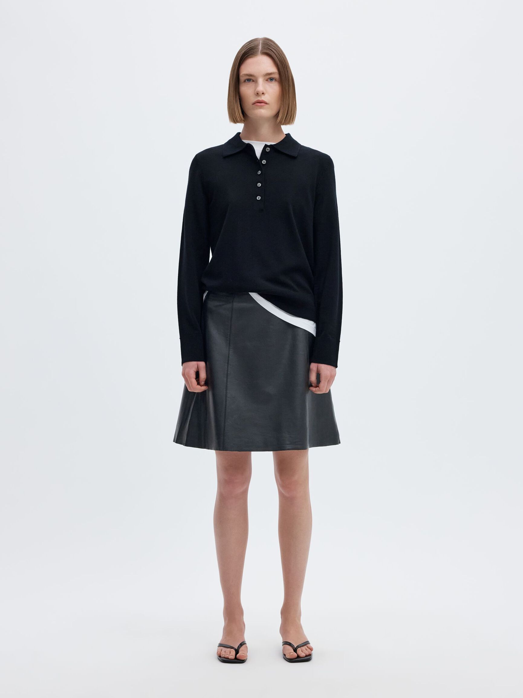 MINI LEATHER SKIRT, Black, highres