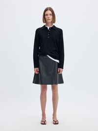 MINI LEATHER SKIRT, Black, highres
