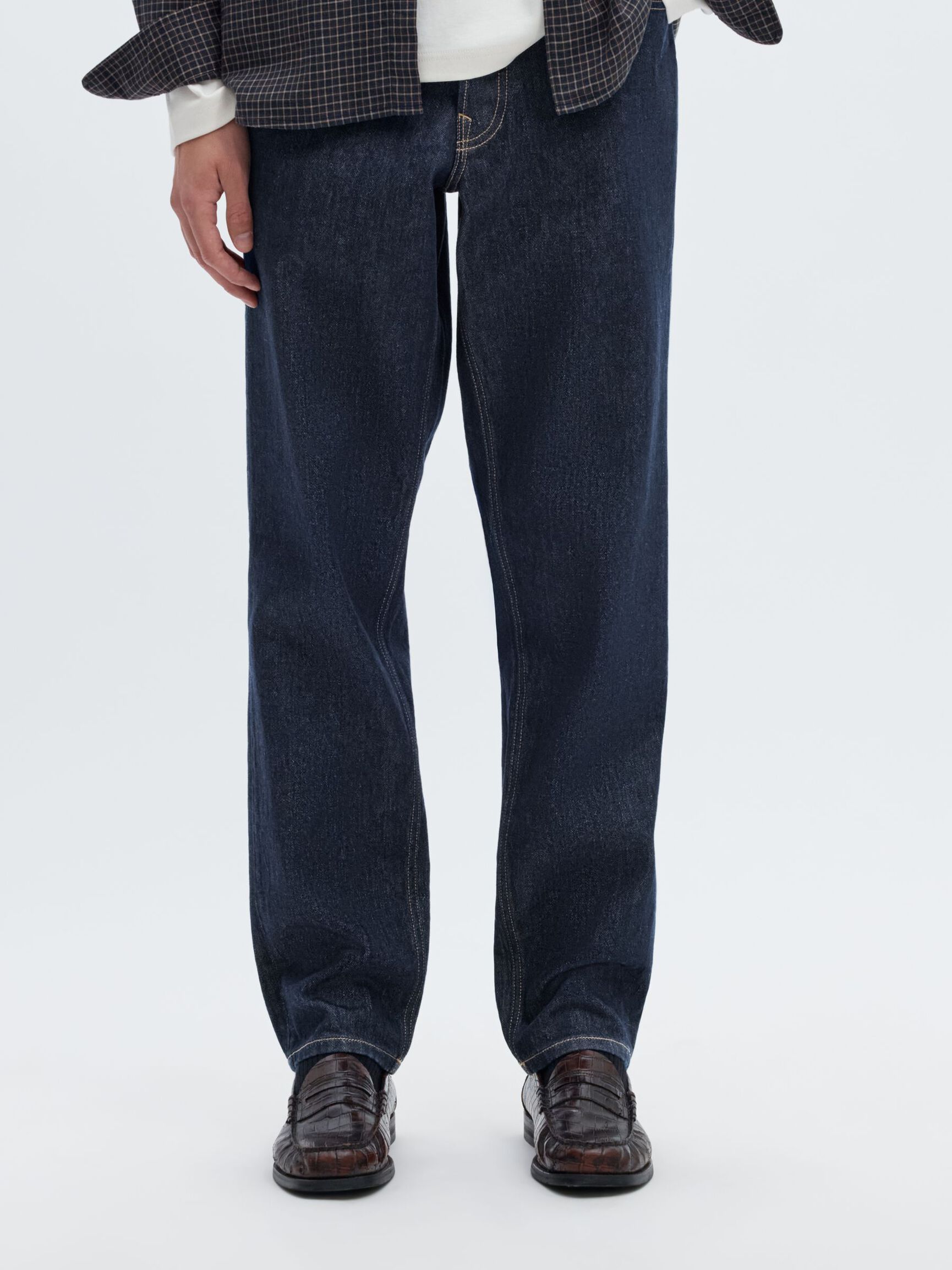 190 TAPERED FIT JEANS, Dark Blue Denim, highres