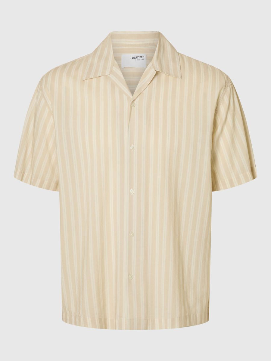 Selected PRINTED SHORT SLEEVED SHIRT, Oatmeal, highres - 16091381_Oatmeal_1184046_001.jpg