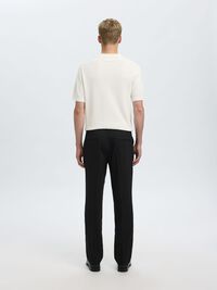 REGULAR FIT WOOL BLEND TROUSERS, Black, highres
