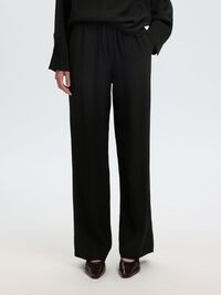 STRAGHT FIT TROUSERS, Black, highres