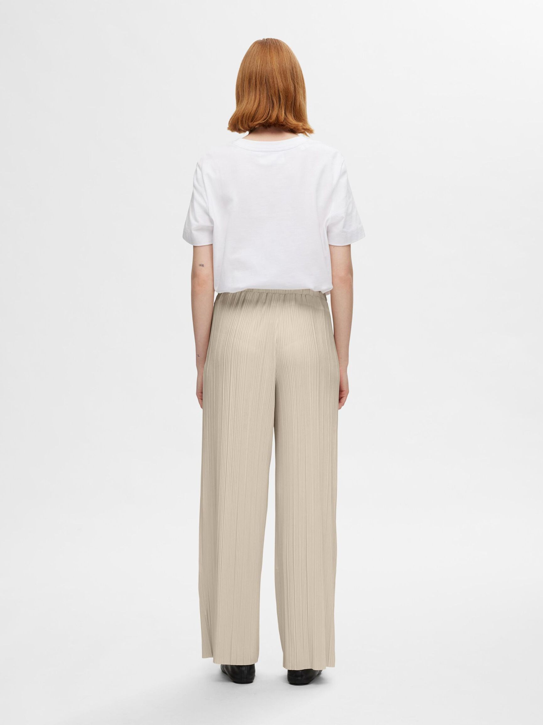HIGH WAISTED PLISSE TROUSERS, Sandshell, highres