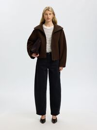 STRIPED BOXY FIT T-SHIRT, Tawny Port, highres