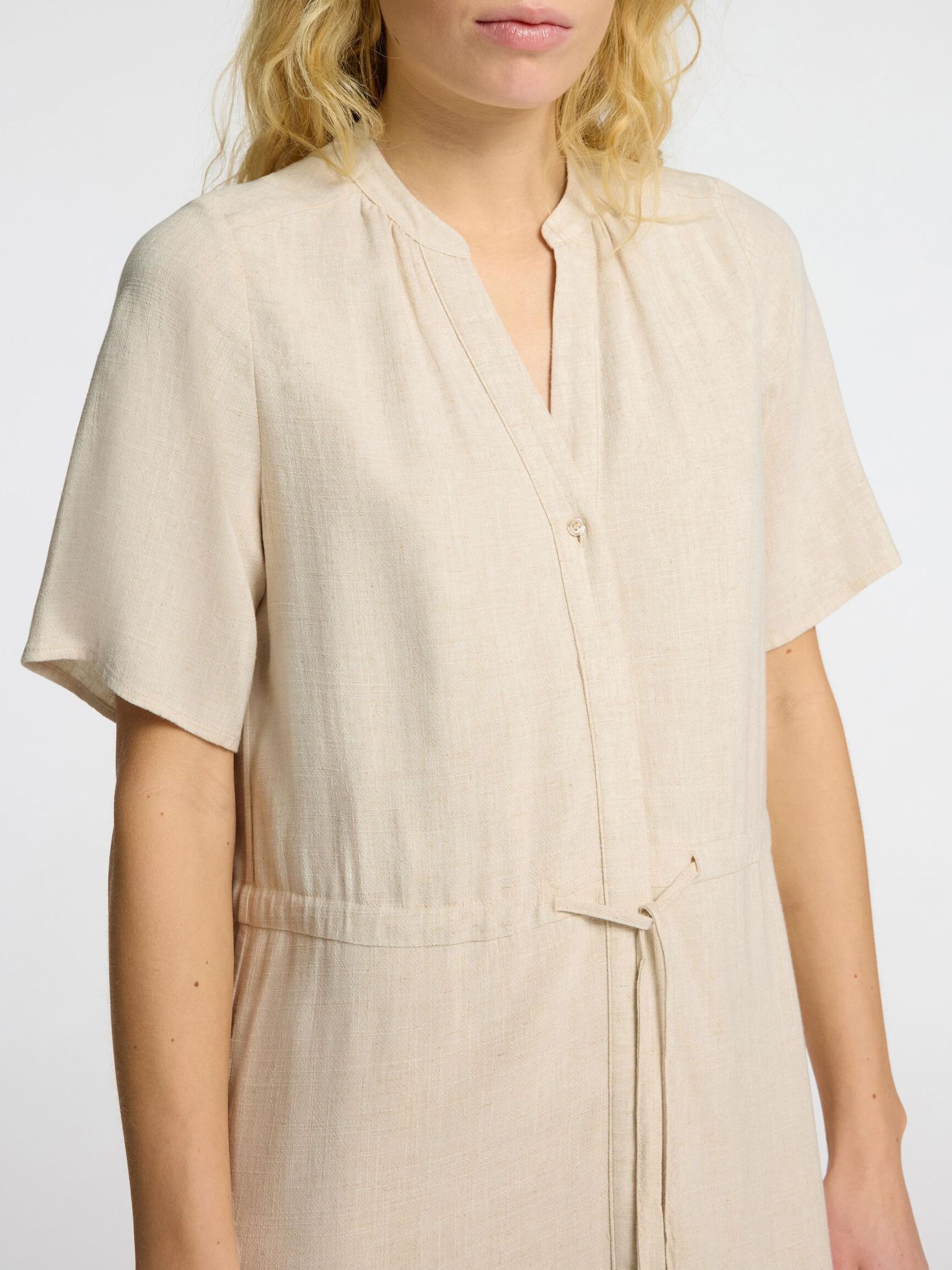 SHORT SLEEVED SHIRT DRESS, Sandshell, highres