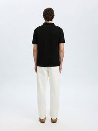 COTTON POLO SHIRT, Black, highres