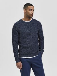 CREW NECK STRIKTRØJE, Dark Sapphire, highres