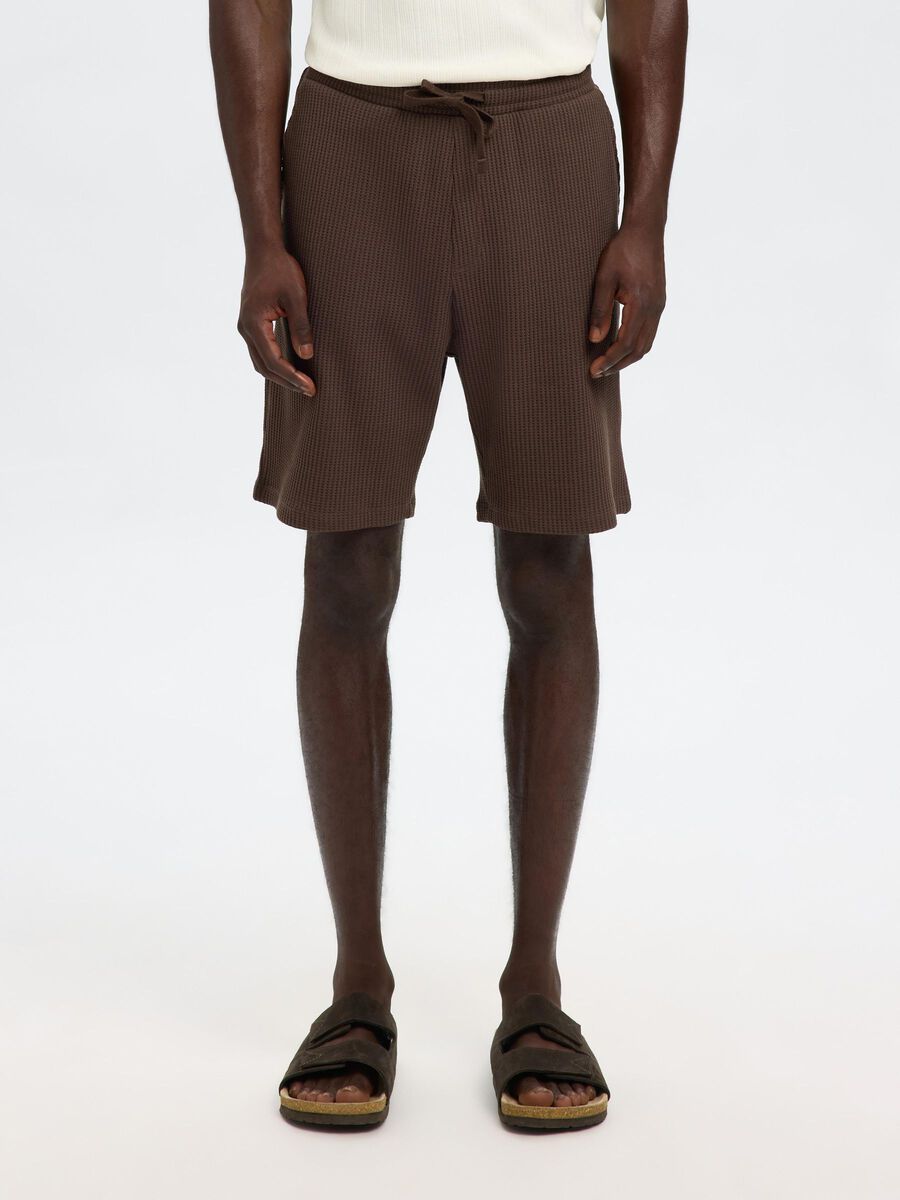 Selected WAFFLED SHORTS, Chocolate Brown, highres - 16094897_ChocolateBrown_003.jpg