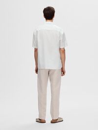 LIN MÉLANGÉ CHEMISE À MANCHES COURTES, Bright White, highres