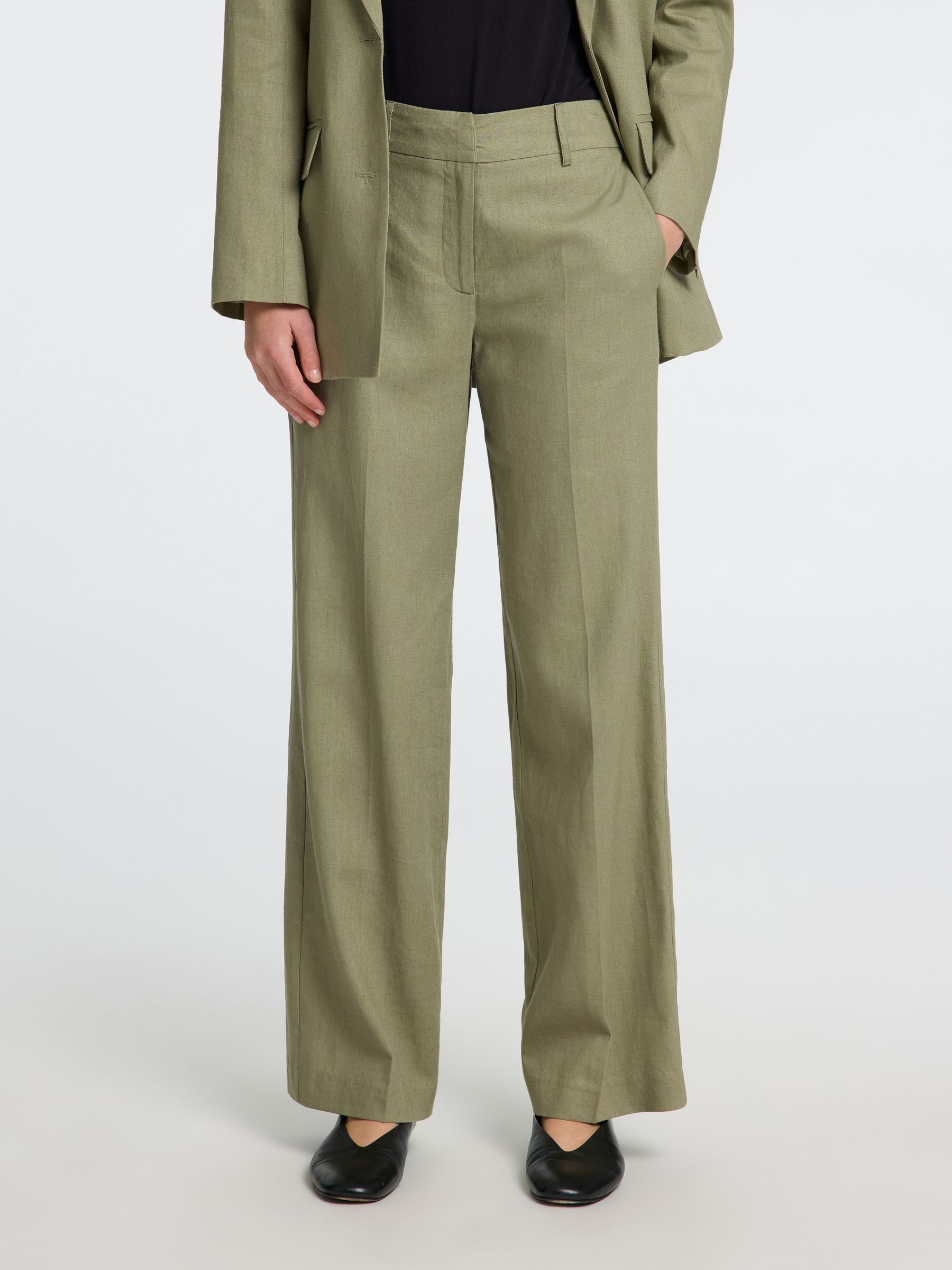 TAILORED WIDE-LEG TROUSERS, Vetiver, highres
