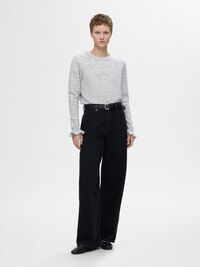 WOLLGEMISCH RÜSCHENÄRMEL PULLOVER, Light Grey Melange, highres