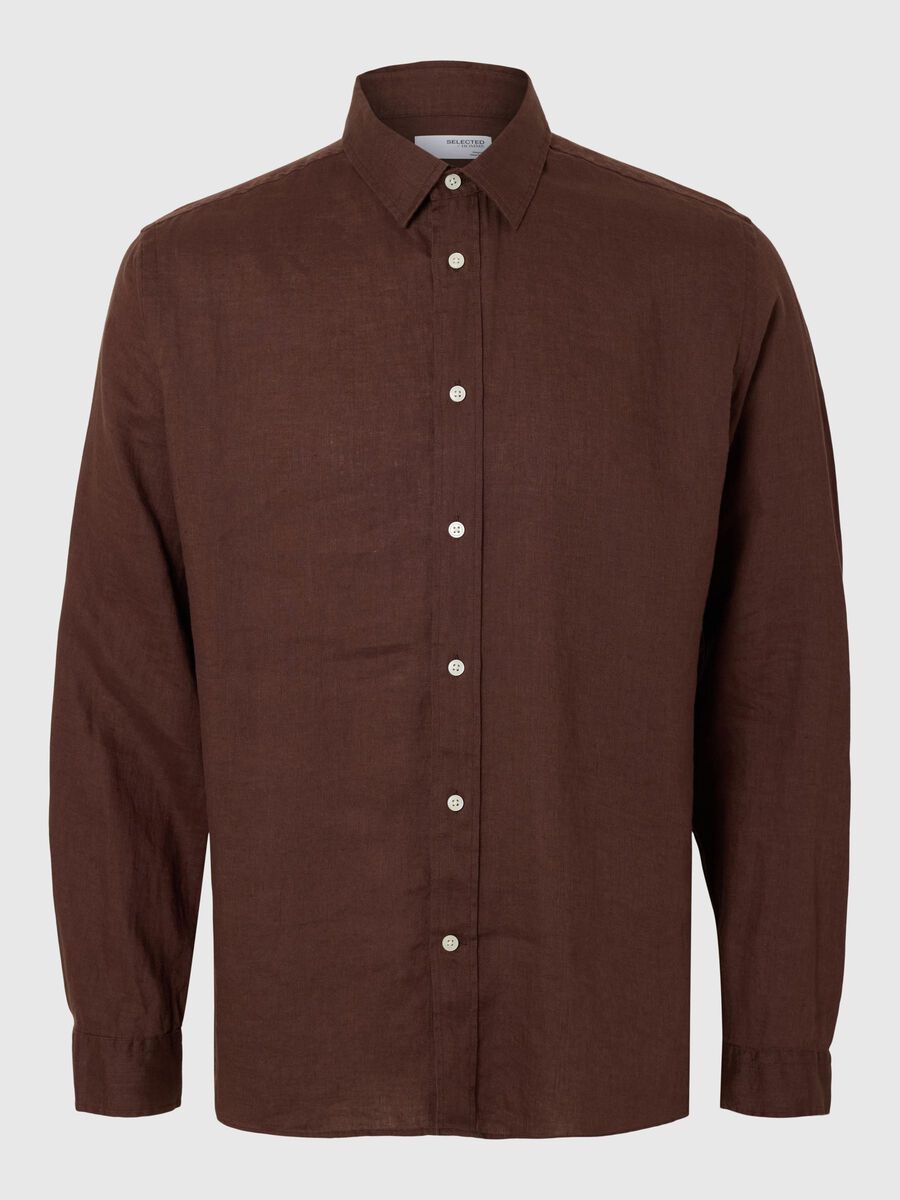 Selected LANGARM LEINENBLUSE, Chocolate Brown, highres - 16096909_ChocolateBrown_001.jpg