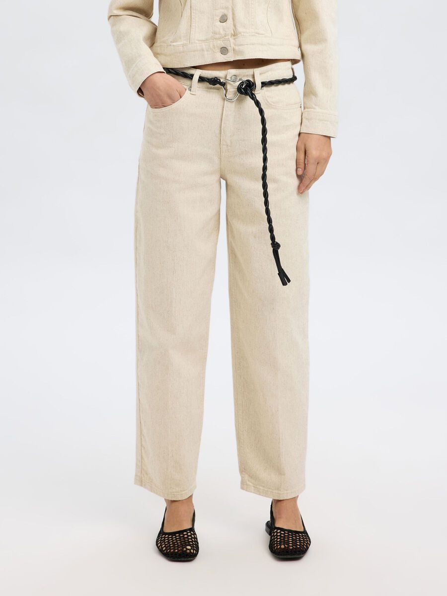 Selected MID WAIST BARREL FIT JEANS, Egret, highres - 16097713_Egret_1185412_003.jpg
