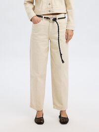 MID WAIST JEANS MED BARREL-FIT, Egret, highres