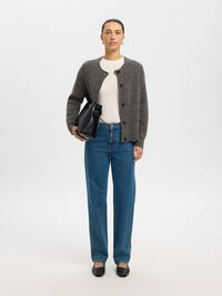 WOOL BLEND CARDIGAN, Medium Grey Melange, highres
