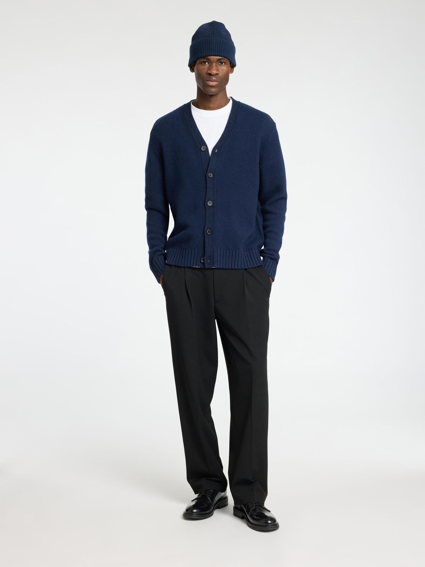 RELAXED FIT WOLLGEMISCH STRICKJACKE, Sky Captain, highres
