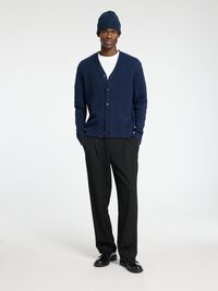RELAXED FIT WOLLGEMISCH STRICKJACKE, Sky Captain, highres