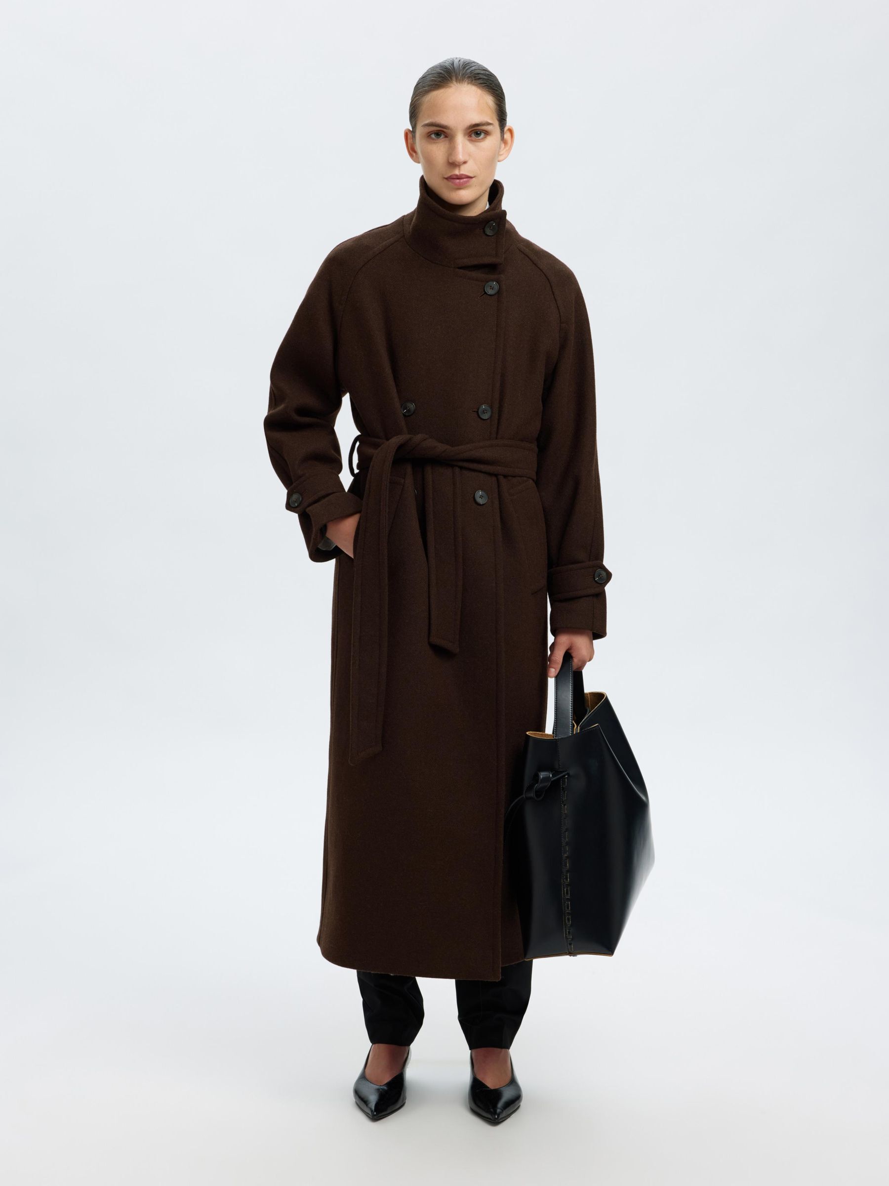 WOOL BLEND COAT | Brown | Selected