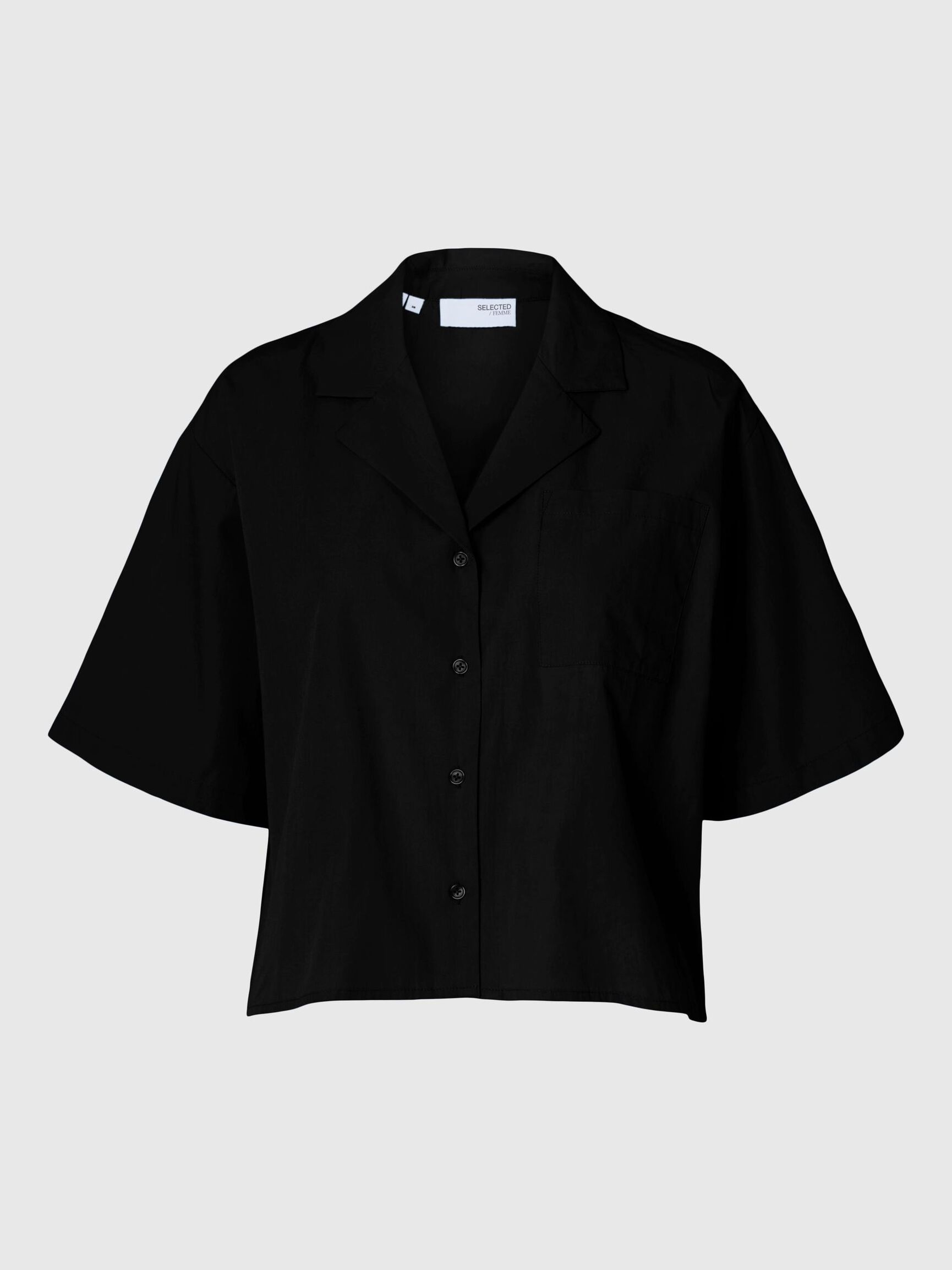 KURZARM CROP-BLUSE, Black, highres