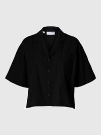 KURZARM CROP-BLUSE, Black, highres
