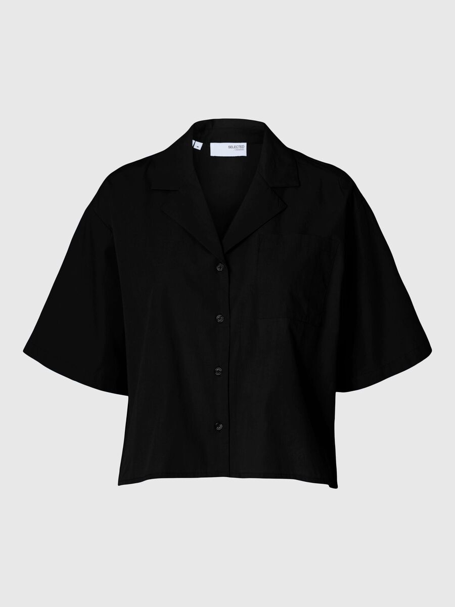 Selected KURZARM CROP-BLUSE, Black, highres - 16097964_Black_001.jpg