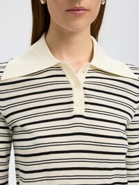 100% MERINO WOOL KNITTED POLO SHIRT, Snow White, highres