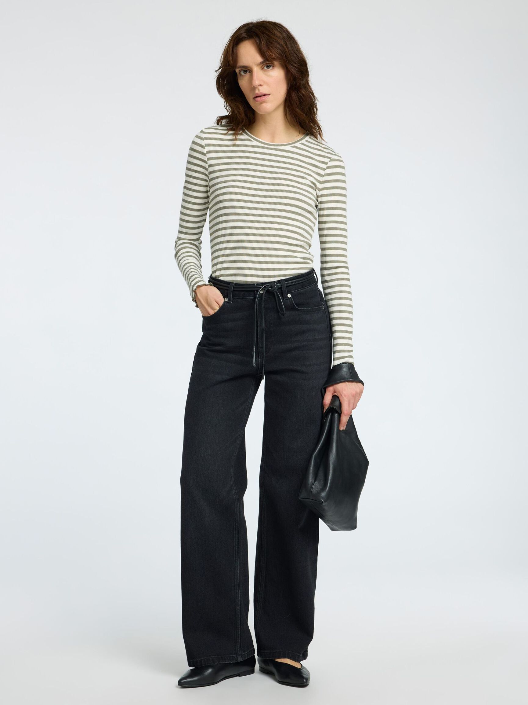 STRIPED LONG-SLEEVED T-SHIRT, Vetiver, highres