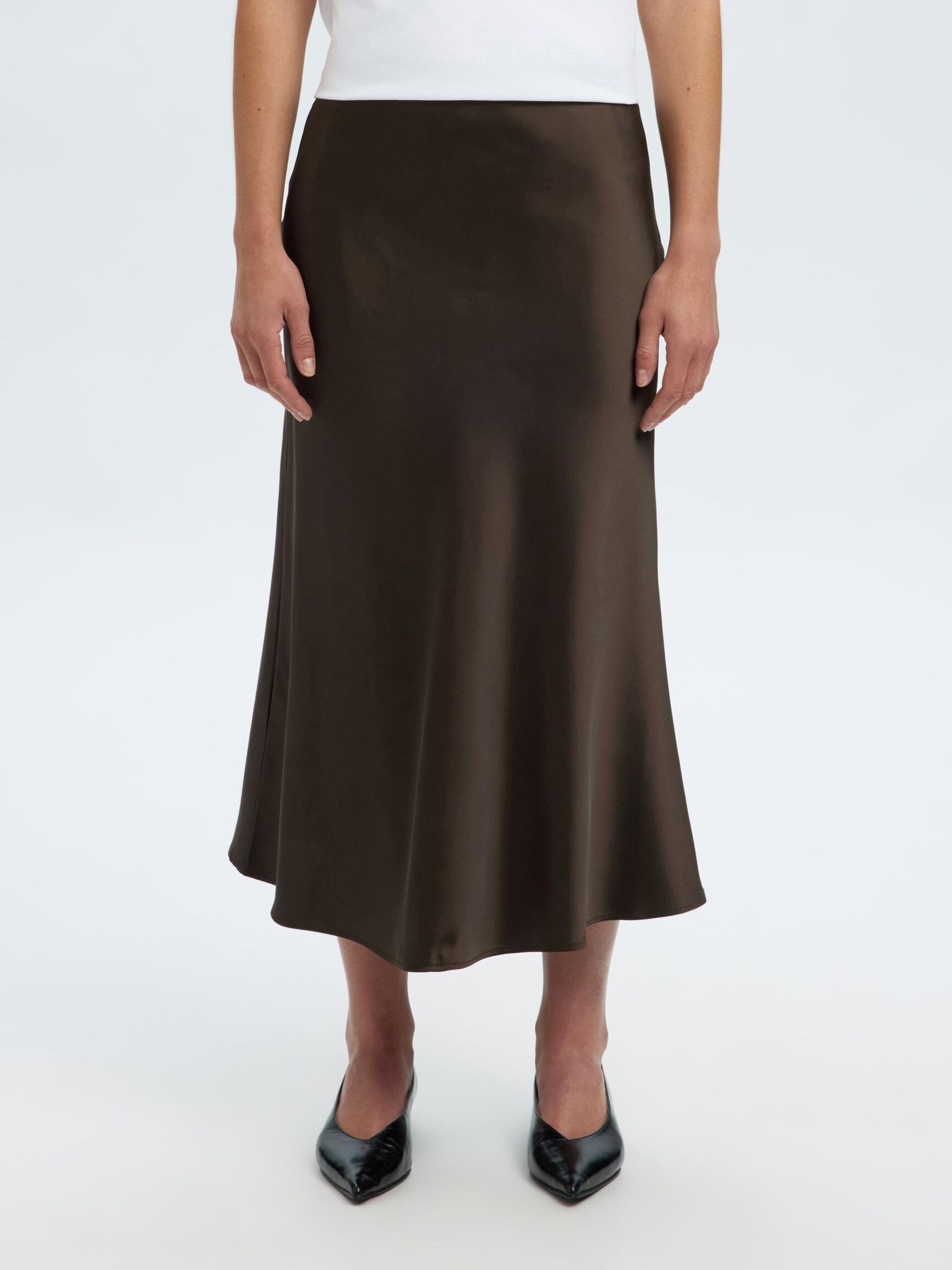 SATIN MIDI SKIRT, Delicioso, highres