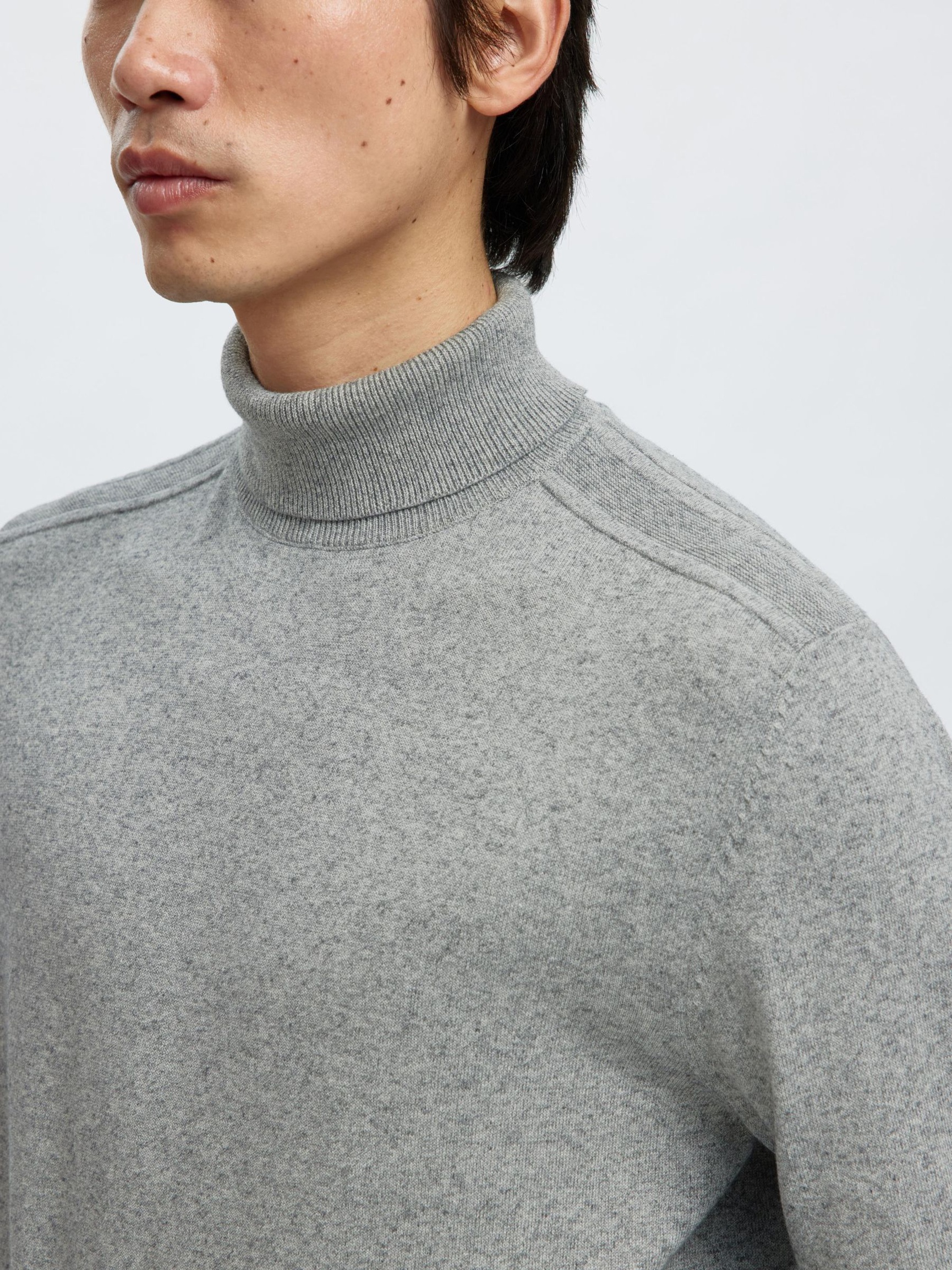 LANGARM ROLLKRAGEN PULLOVER, Light Grey Melange, highres