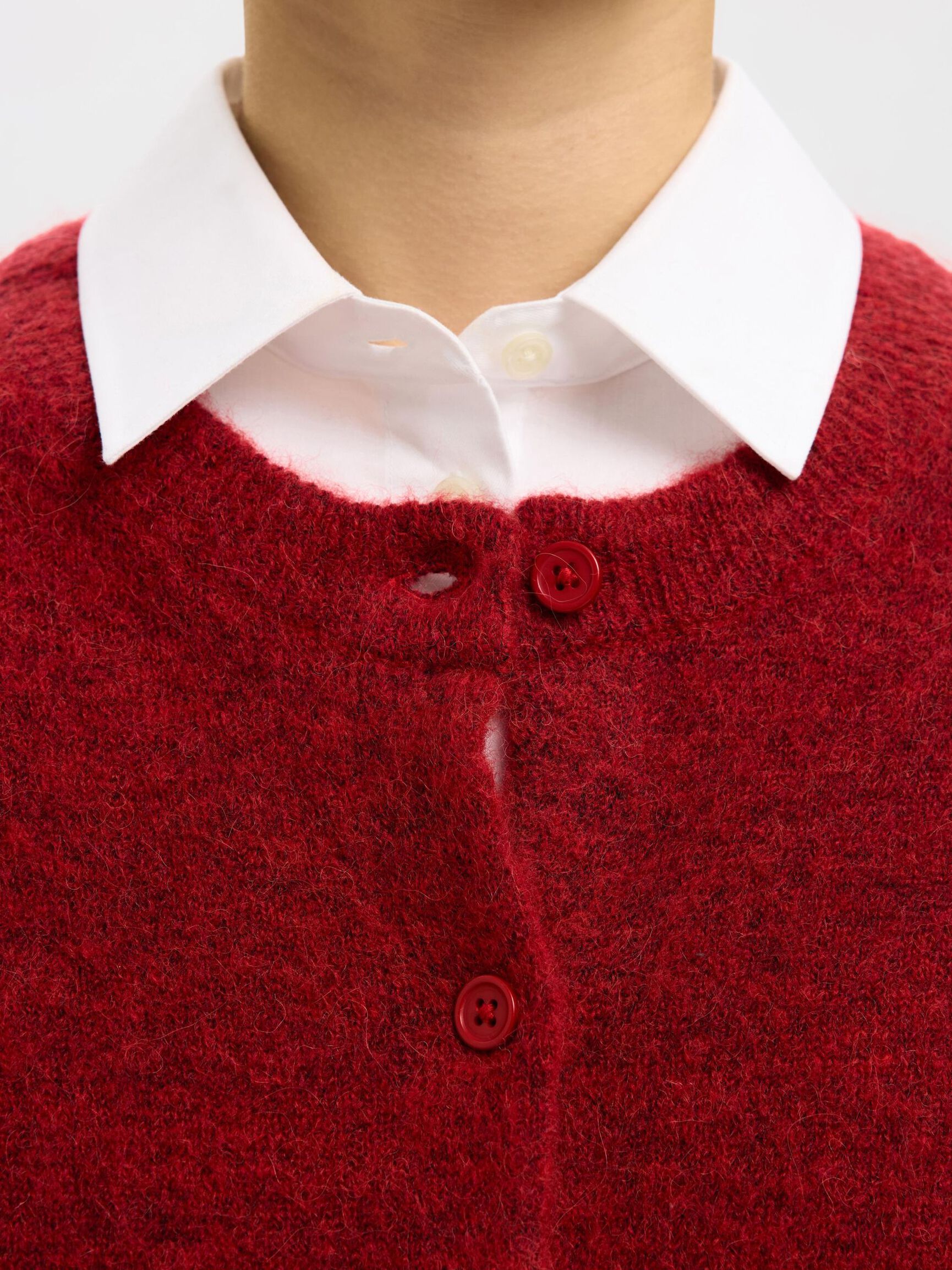 ULDBLANDING STRIKKET CARDIGAN, Equestrian Red, highres