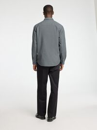 LONG SLEEVED FLANNEL SHIRT, Dark Navy, highres