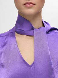 SATIN BOW NECK TOP, Liberty, highres