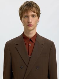 RELAXED FIT DOUBLE-BREASTED BLAZER, Demitasse, highres
