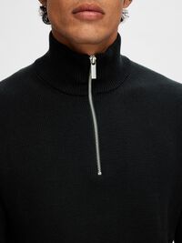 HALVE RITSSLUITING SWEATER, Black, highres