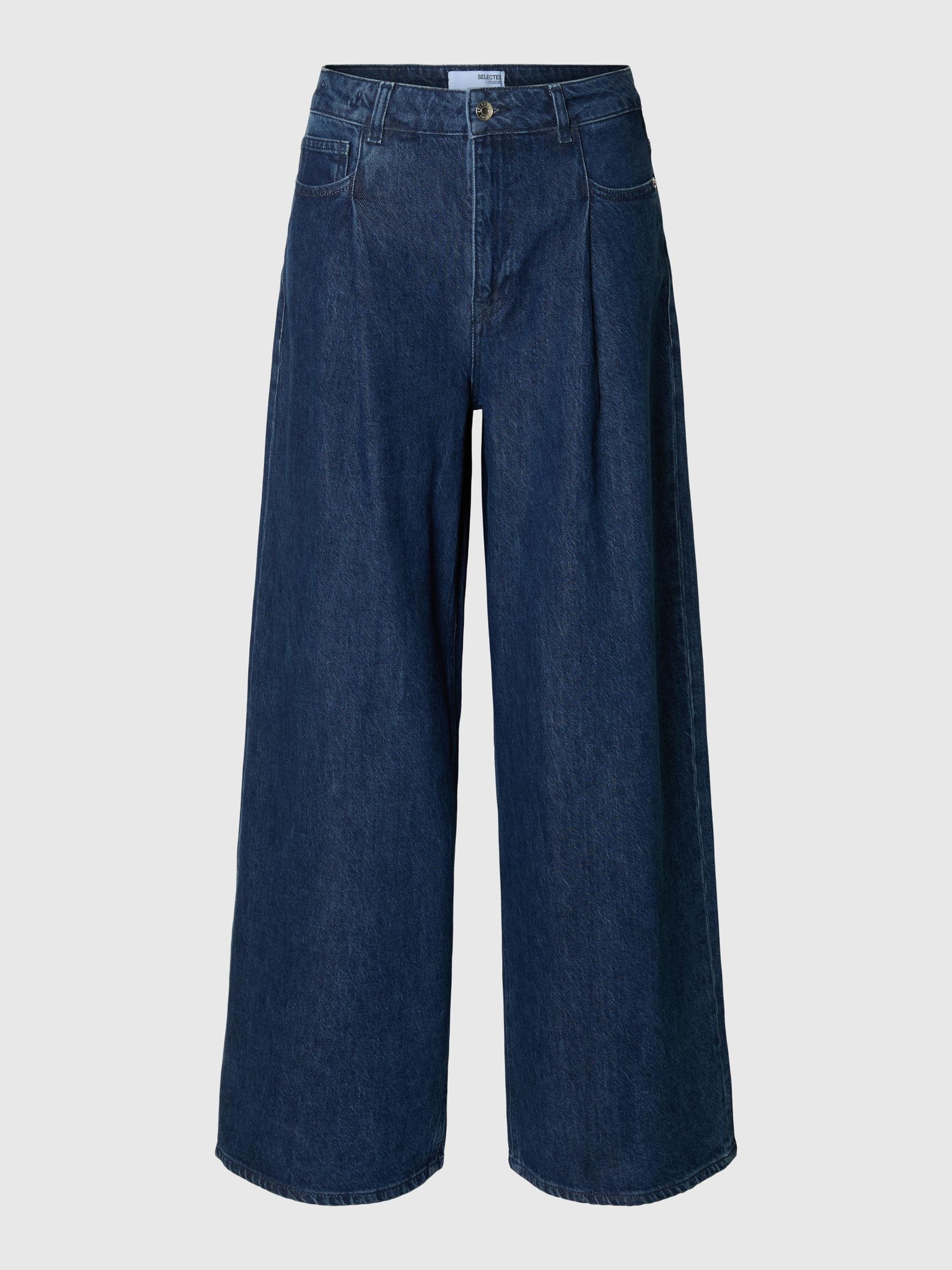 HØJTALJET WIDE FIT JEANS, Dark Blue Denim, highres