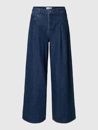 HOOG GETAILLEERD WIDE FIT JEANS, Dark Blue Denim, highres
