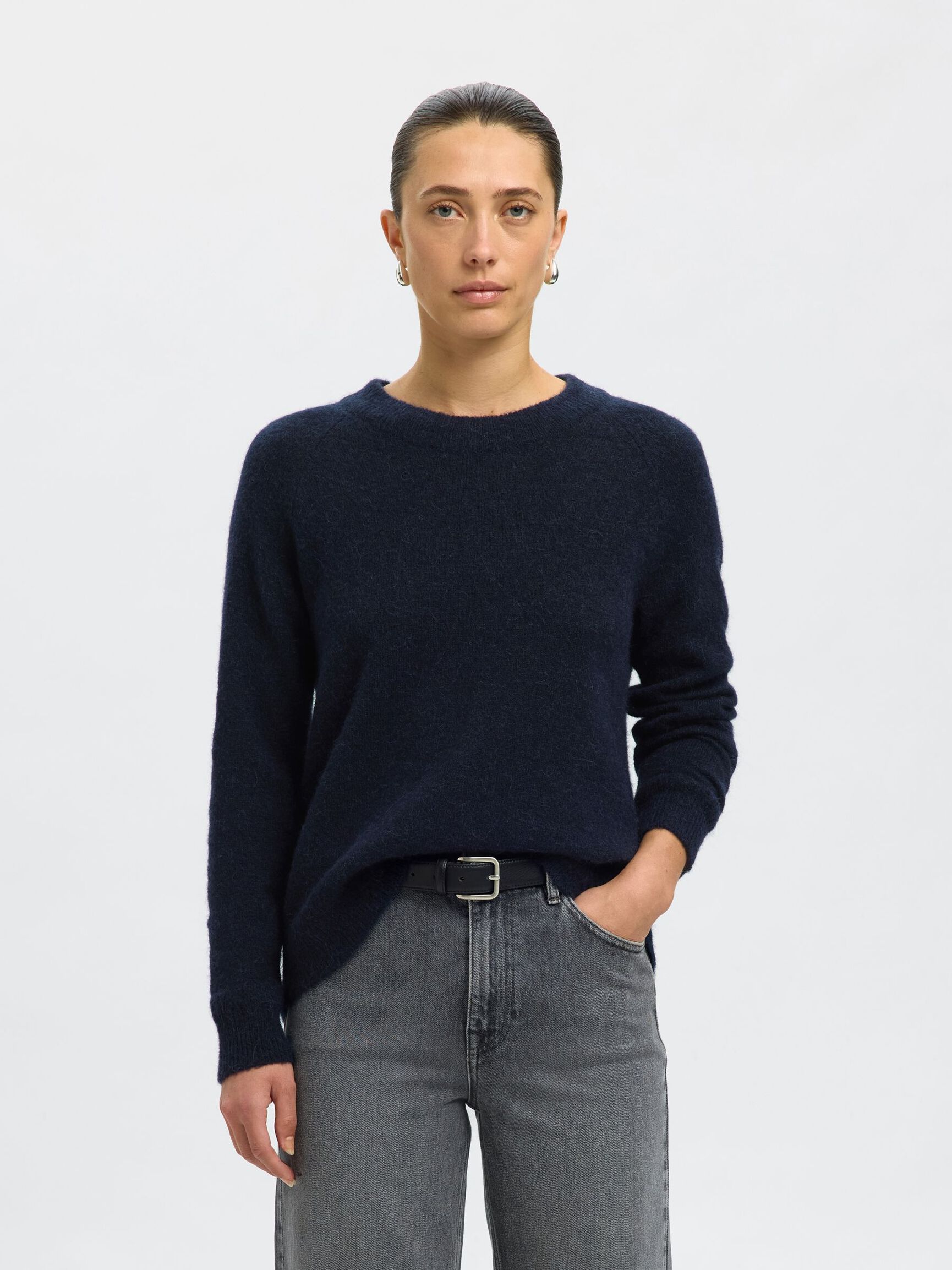 WOOL BLEND JUMPER, Dark Sapphire, highres