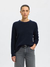 WOOL BLEND JUMPER, Dark Sapphire, highres