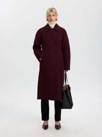 WOOL BLEND LONG COAT, Tawny Port, highres