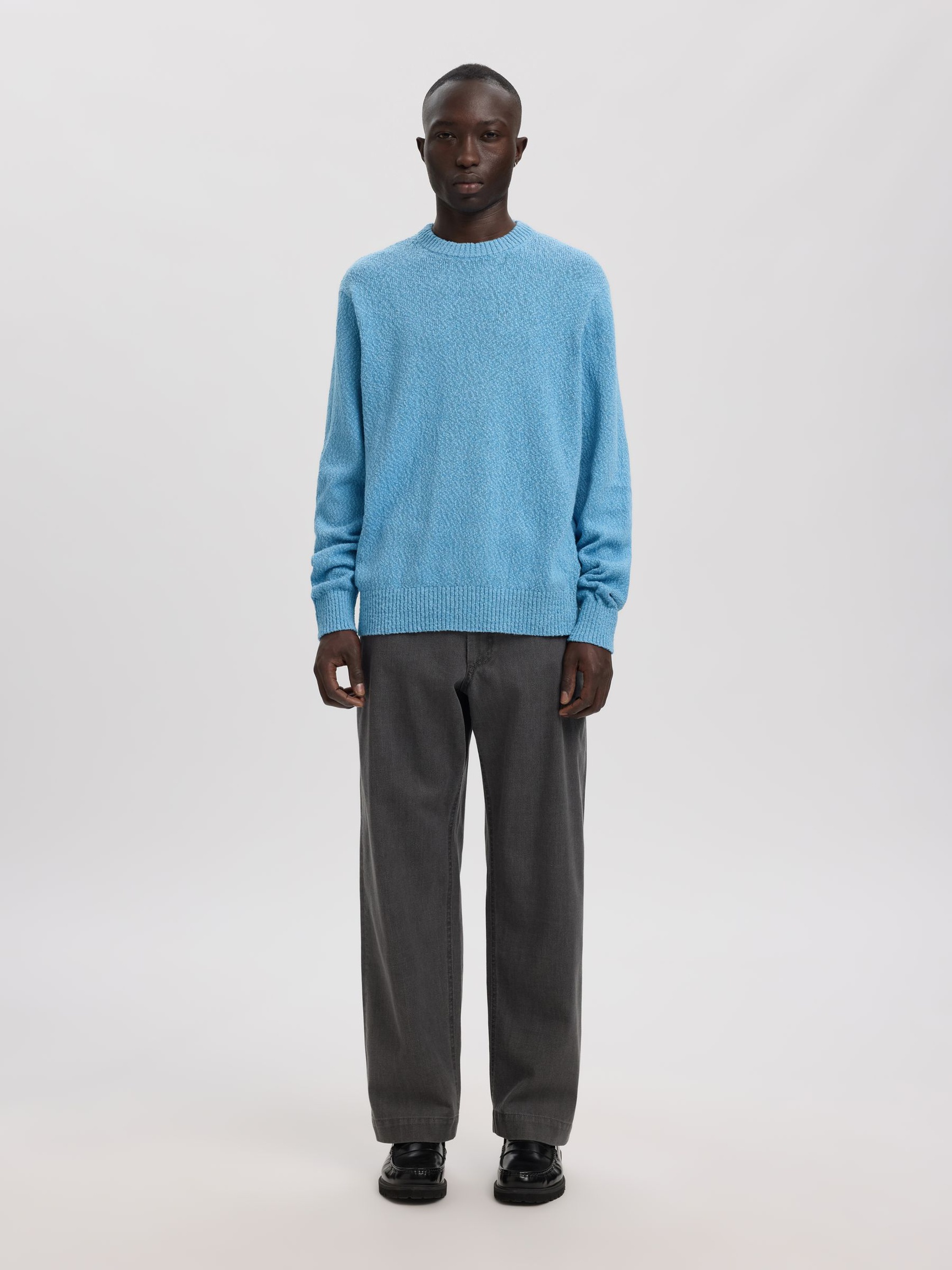 COTTON CREWNECK JUMPER, Bright Cobalt, highres