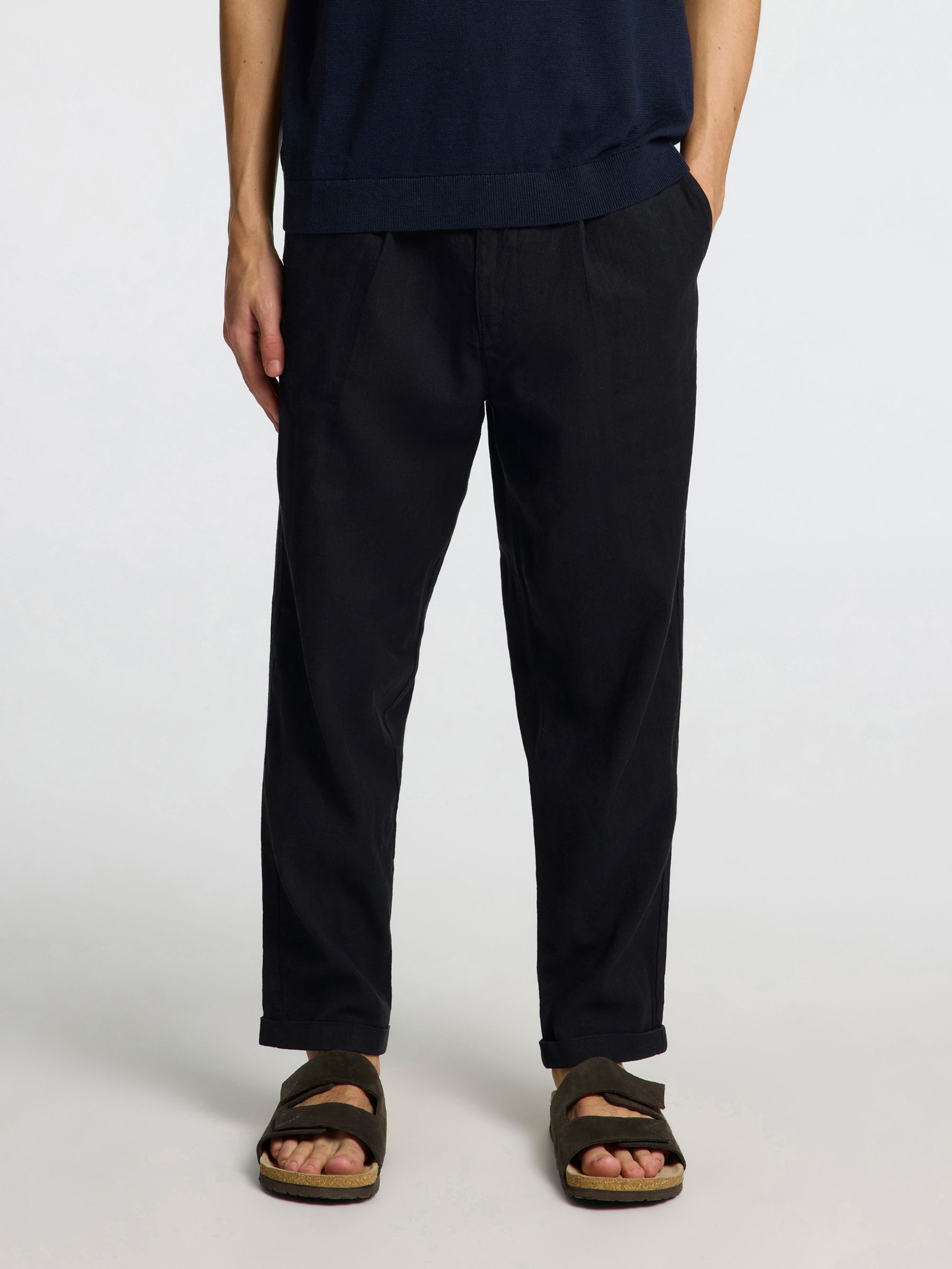 CROPPET AFSLAPPET FIT BUKSER, Black, highres