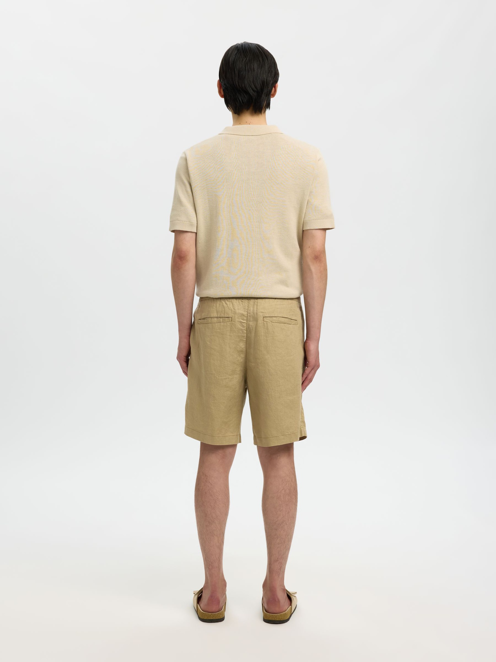 REGULAR FIT LINEN SHORTS, Savannah Tan, highres